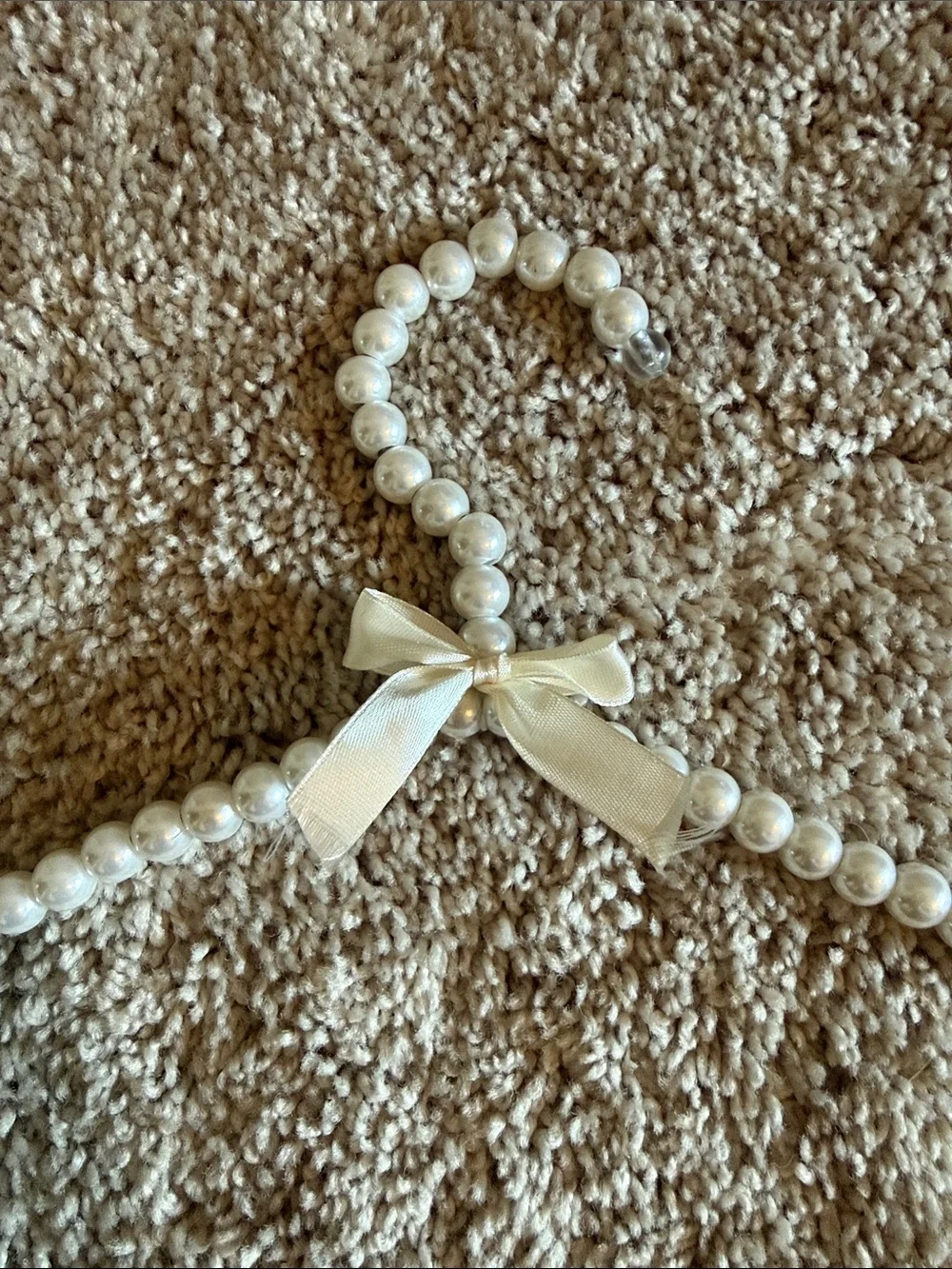 Pearl Beaded Decorative Hanger - White